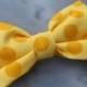 Boy's Bow tie in Yellow mustard dot- clip on