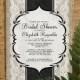 Black White Vintage Linen Burlap Lace Bridal Invitations, Bridal Shower, Wedding Party Invite, Printable, Digital PDF, DIY Template, Printed