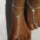 Silver Rhinestone Starfish Foot Jewelry Wedding Starfish Barefoot Sandal Anklet