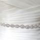 Bridal twisted oval rhinestone ribbon sash.  Crystal jewel wedding belt.  NICOLA