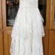 Cream / Ivory tattered alternative bride bohemian boho hippie gypsy wedding dress, long, recycled / vintage laces, US size 10 Medium