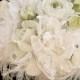 Silk Wedding Bouquet with Off White Roses, Peonies and Ranunculus - Natural Touch Silk Flower Bride Bouquet - Feather Bouquet