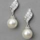 Bridal Pearl Earrings Wedding Pearl Earrings Bridal Rhinestone Earrings Ivory Swarovski Pearl Jewelry  Round Pearl Wedding Earrings