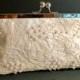 Bridal Clutch Ivory Silk and Large Pearl Bag Couture - New