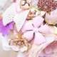 Brooch Bouquet - Custom Medium Bridal Bouquet - Romantic Silk Flowers & Enamel Brooches - Made to Order - Locket w/ Family Photos - New