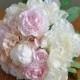 Silk Wedding Bouquet, Wedding Bouquet, Keepsake Bouquet, Bridal Bouquet Blush pink and ivory peony wedding bouquet. - New