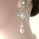 Bridal earrings-Vintage inspired art deco earrings-Swarovski crystal rhinestone dangle earrings-Antique silver earrings-Vintage wedding
