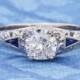 1920s Art Deco Vintage Engagement Ring Setting with Side Sapphires in Platinum