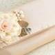 Bridal Clutch Wedding in Champagne, Tan, Beige, Ivory, Silver and Peach with Taffeta and Pearls- Vintage Inspired