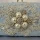 Something Blue Lacey Wedding Clutch Bag .. vintage lace with Swarovski crystals and  pearls