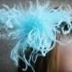 Aqua curly ostrich puff headband hair bow clip over the top big fluffy pouf birthday party