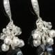 Pearl Earrings, Swarovski Bridal, Wedding Earrings Drop, Cluster Earrings, Wedding Jewelry For Brides, Pearl and Crystal Earrings