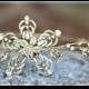 Swarovski Crystal Floral Gold Bridal Tiara, Gold Crystal Circlet, Gold Crystal Headband Tiara, Diamante Tiara, Gold Wedding Crown Diadem