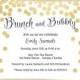Brunch and Bubbly Bridal Shower Invitations, Wedding, Gold, White, Set of 10 Printed Cards, FREE Shipping, BRABY, Brunch and Bubbly