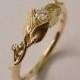 Leaves Engagement Ring - 14K Gold and Diamond engagement ring, engagement ring, leaf ring, filigree, antique, art nouveau, vintage