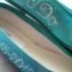 Wedding shoes Tiffany Blue  Ballerina Flats Personalized names date I do crystals