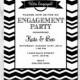 Engagement Party Invitation - Black and White Chevron - Ring Silhouette - DIY - Printable