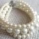 Ivory Pearl  Bracelet, Pearl Bracelet,3 Strands Pearl Bracelet,,Wedding Jewelry,Pearl Jewelry,Bridesmaid Bracelet,Glass Pearl Bracelet,