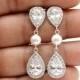 Crystal Pearl Bridal Earrings Wedding Jewelry Silver Cubic Zirconia Posts Pearl Bridal Jewelry Wedding Pearl Earrings