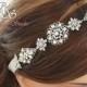 Bridal ribbon headband, crystal and filigree headband, vintage style  rhinestone wedding headband, bridal hair accessory, - style 3128
