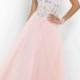 Fashion Cheap Sheer Midriff Lace Beaded Corset-style Petal Pink Evening Dress