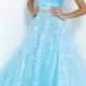 Fashion Cheap Strapless Sheer Sweetheart Beaded Ruched Powder Blue Pro
