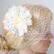 Ivory Birdcage Veil Fascinator Lace Bridal Headpiece Netting Bandeau Veil Short Veil Bridal Hair Comb Wedding Hair Accessories
