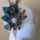 CAMO MOSSY OAK Wedding Flower Fascinator, Peacock Bridal Hair Piece, Real Tree Camo Head Piece, Birdcage Veil, Camo Country Weddings