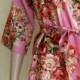 Light Pink Floral Kimono Robe - Dressing gown - Bridesmaid gift - Pre wedding photo prop - Floral robe