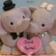 Elephant Wedding Cake Topper with Personalized heart Animal Cake Topper