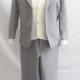 Formal Boy Suit Gray with Ivory Vest for Toddler Baby Ring Bearer Easter Communion Bow Tie Size 5, 6, and More