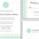 Monogram Wedding Invitation & RSVP Postcards - Printed or Printable, Chevron Mint Sand Rehearsal Dinner Engagement Party Green Bridal Shower