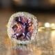 Purple Amethyst Engagement Ring in 14k Yellow Gold Halo Diamond Ring 8x8mm Cushion Gemstone Amethyst Ring (Custom Made Ring ok)