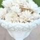 10 3" Cream Wooden Flowers, Rustic Wedding Decorations, Wedding Flowers, Wedding Bouquets