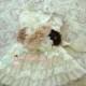 Flower girls dress- Burlap wedding dress, Ivory Embellished lace dress,baptism dress,Birthday dress,Rustic Country wedding, Country dress