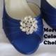Something Blue Bridal Shoes with Crystal Brooch Bridesmaids Blue Wedding Shoes Over 100 Custom Color Choices