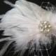 Wedding Bridal White Light Ivory Feather Rhinestone Jewel Veiling Head Piece Hair Clip Fascinator Accessory