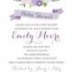 bridal shower invitation printable purple flowers bouquet wedding invitation shower digital invite customizable personalized