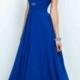New Cheap Long Flowy Sapphire Scoop Neck Beaded Cutouts Ruched Prom Dress