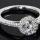 Platinum Ritani 1RZ3702 French-Set Halo Diamond Band Engagement Ring