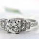 Art Deco Engagement Ring | 1920s Engraved Ring | Antique Platinum Ring | Vintage Diamond Wedding Ring | Edwardian Ring | Size 4.25