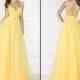 2015 Modest Tarik Ediz Evening Dresses Yellow Tulle A-Line Sleeveless Crew Sheer Beads Backless Woman Dresses Party Formal Gowns Custom Online with $126.39/Piece on Hjklp88's Store 
