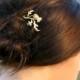 Gold Scottish Thistle Hair Pin  Branch, Leaf & Flower Scotland Leaf Bobby Pin Scottish Wedding Hair Accessory