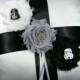 Star Wars Ring Bearer Pillow - Darth Vader and Stormtrooper Ring Pillow - White Satin Wedding Ring Pillow, White, Gray, Black Shabby Flower