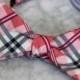 Men's Bow Tie in Pink and Gray Plaid - Self tying, pre-tied adjustable strap or clip on - Groomsmen attire