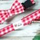Red Gingham Dog Bow Tie Optional Leash by Dog and Bow