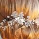 Wedding Hair Accessories, Bridal Hair Accessory, Freshwater and Swarovski Pearl Hair Comb, Crystal Rhinestone Flower Hair Jewelry, LACIE