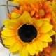 Sunflower wedding bouquet tangerine orange Silk bridal bouquet