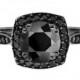 Natural Fancy Black Diamonds Engagement Ring Vintage Style 14K Black Gold 1.47 Carat Certified Pave Set HandMade