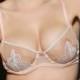 SIENNA Silver peony Non Padded Balcony Bra with Pearls- Bridal nude Lingerie